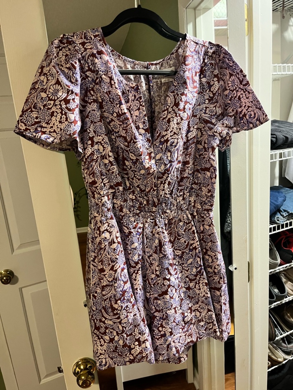 Anthropologie Purple Floral Somerset Poplin Romper
